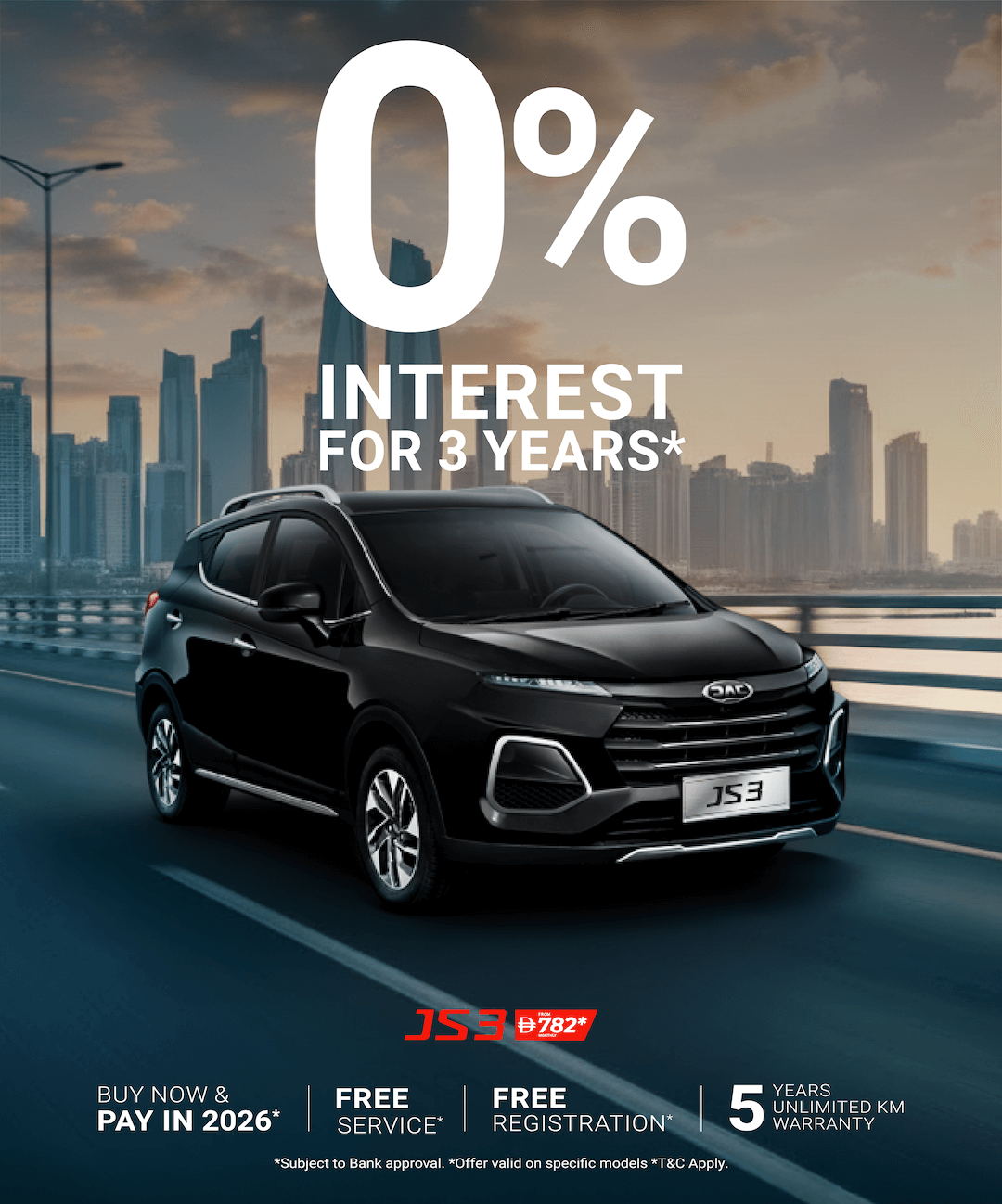 Your Everyday SUV: JAC JS3 from AED 782/month*