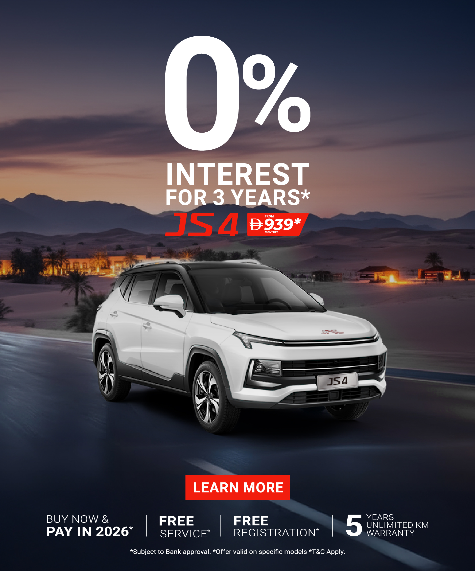 Power Meets Comfort: JAC JS4 SUV from AED 939/month*