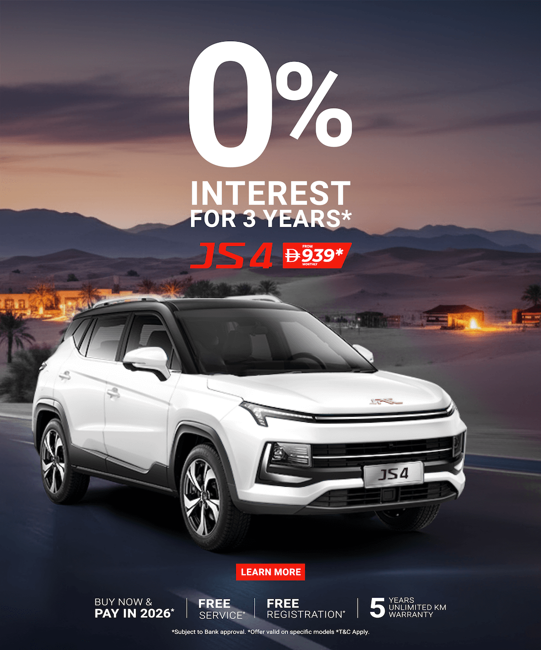 Power Meets Comfort: JAC JS4 SUV from AED 939/month*