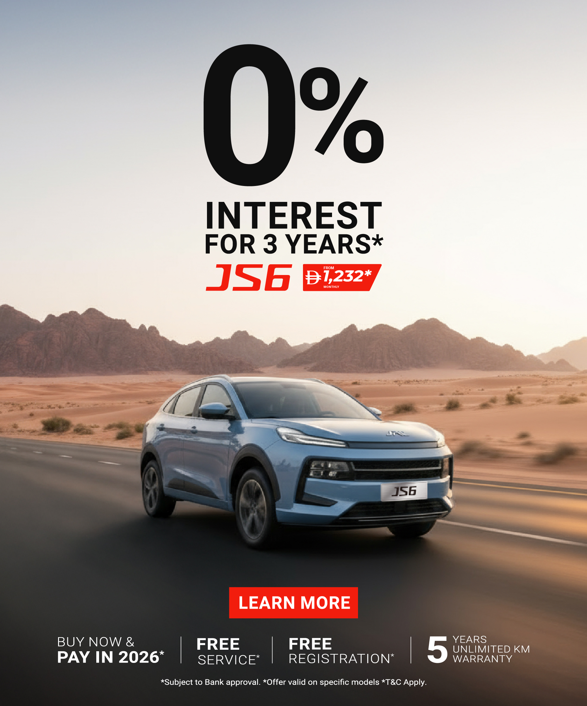 Stand Out, Drive Bold: JAC JS6 SUV from AED 1,232/month*