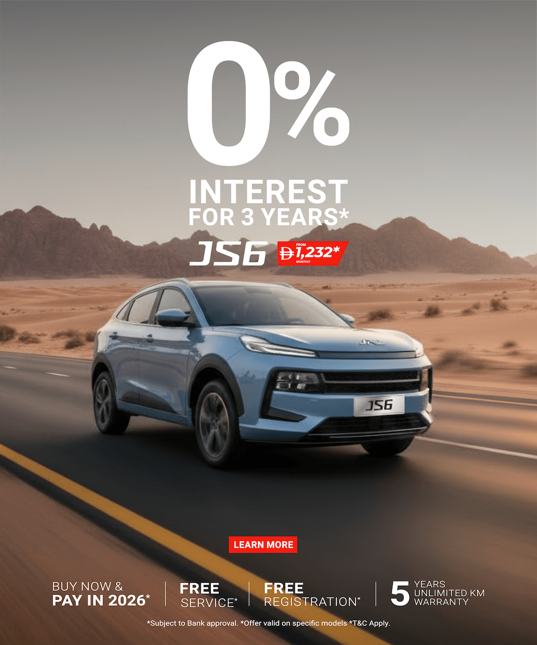 Stand Out, Drive Bold: JAC JS6 SUV from AED 1,232/month*