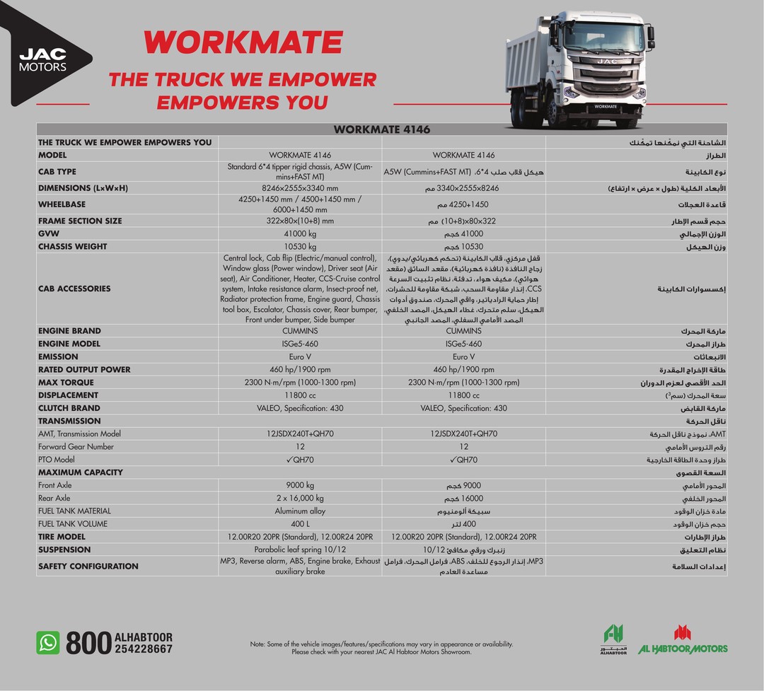 JAC Workmate Specifications