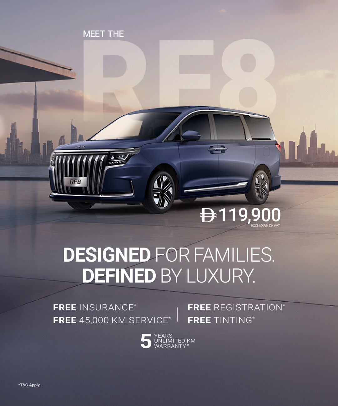 Introducing the all-new JAC RF8 Luxury MPV from AED 119,900*