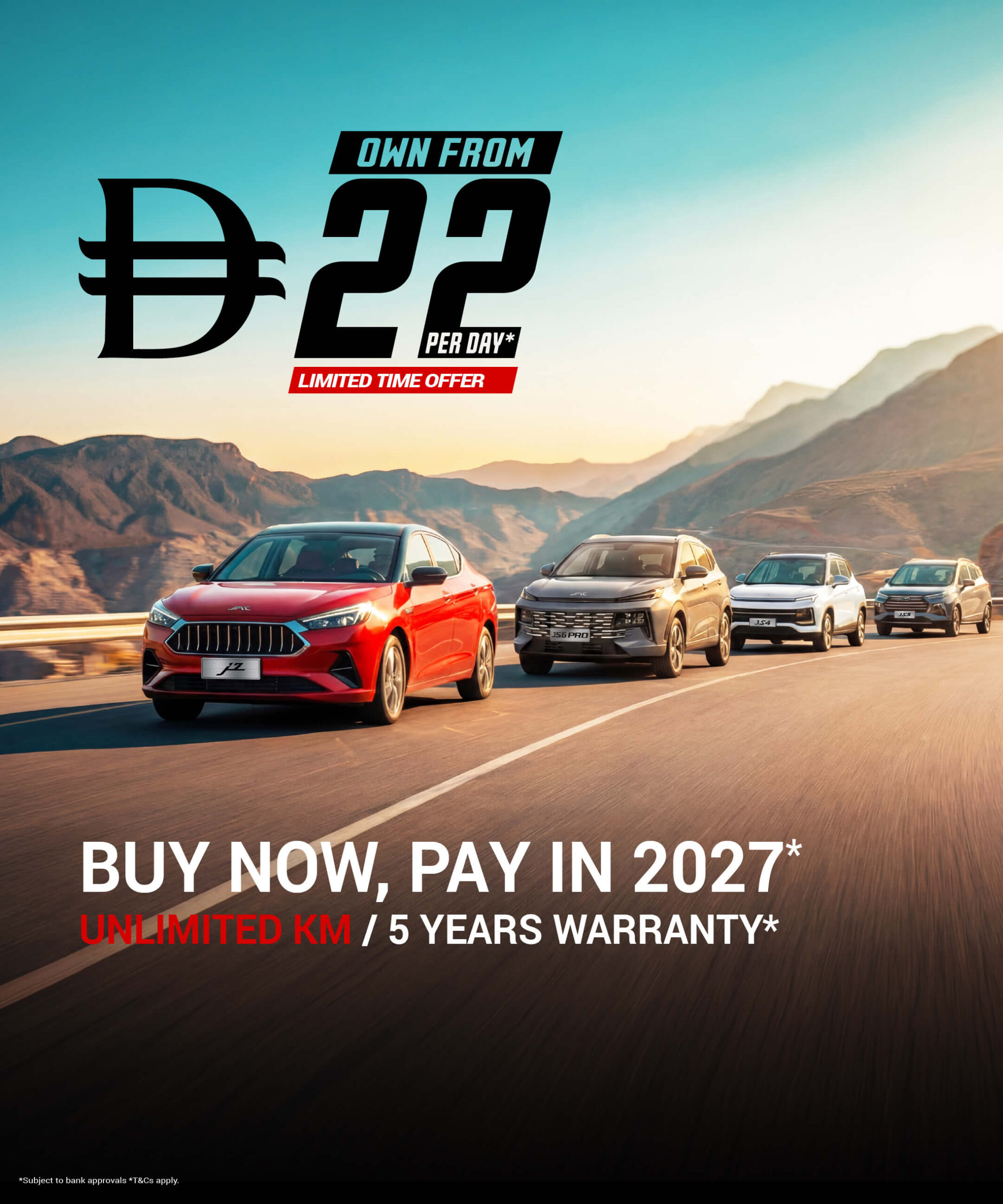 Own a New JAC from AED 22 Per Day*